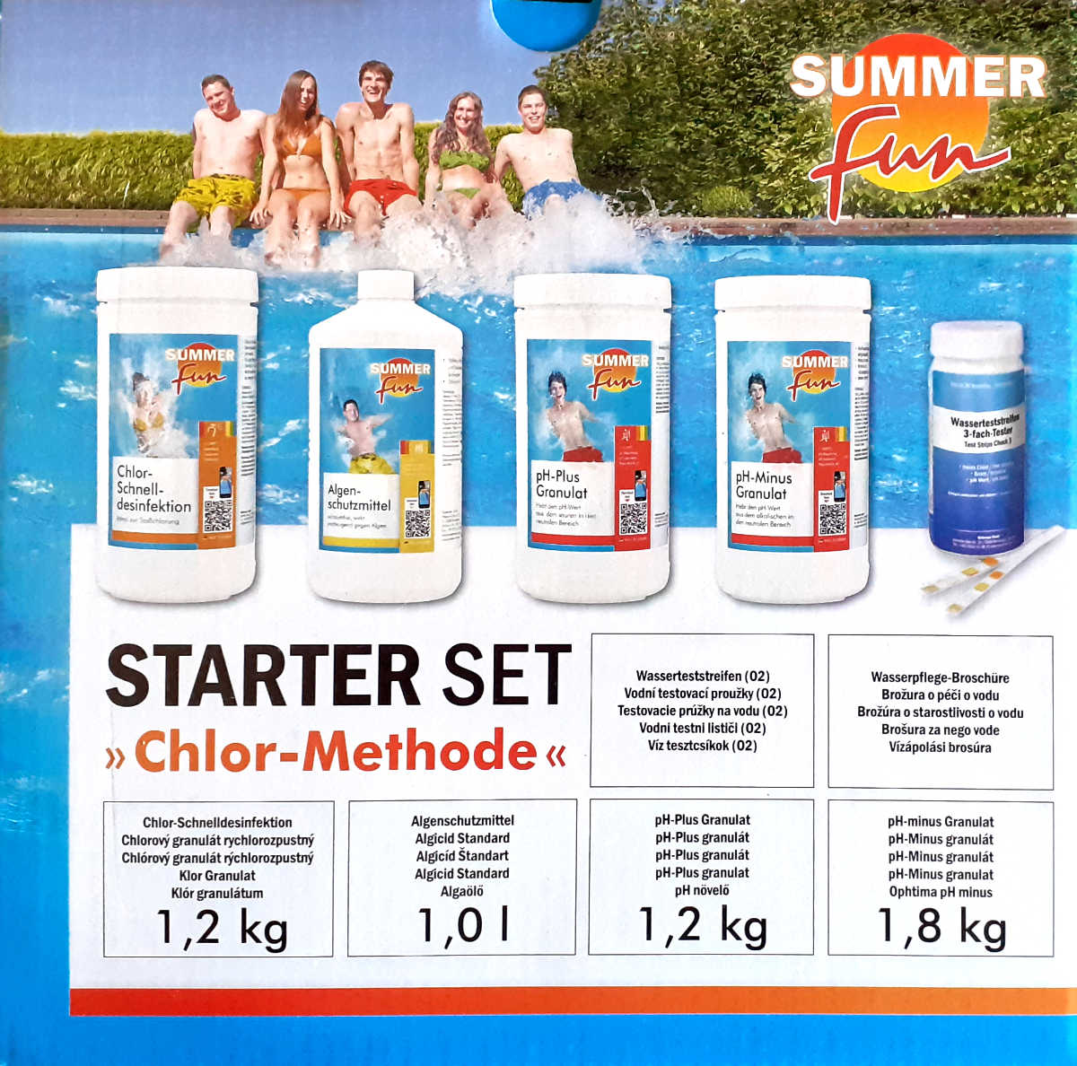 Wasserpflege Starter-Set 5-tlg, Chlor, Algen, pH+ -, Wassertest