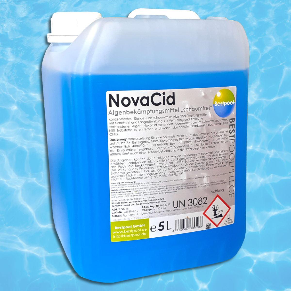 Pool Anti Algen 5L NovaCid Algenbekämpfungsmittel schaumfrei
