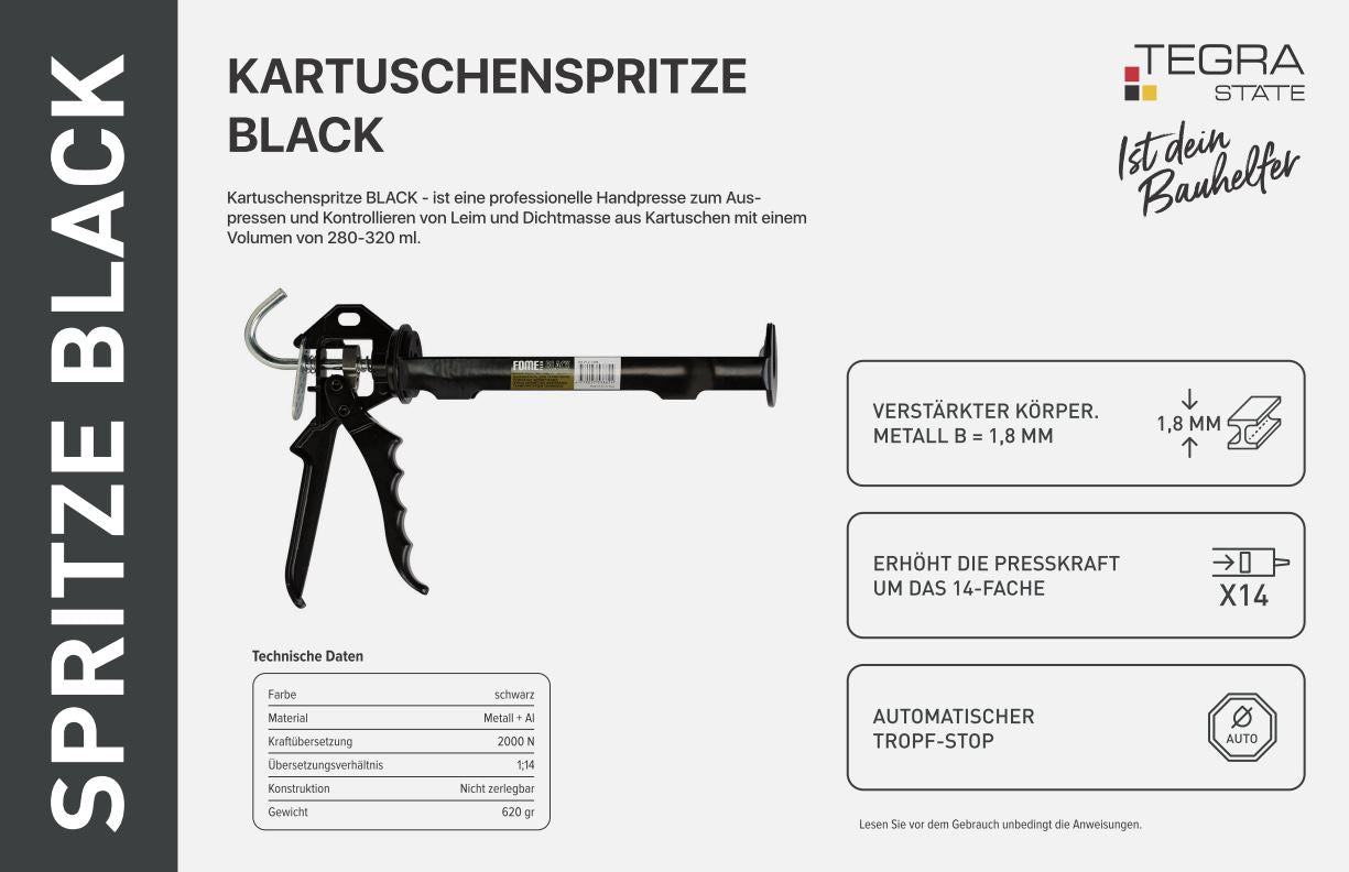Tegra Kartuschenpresse BLACK 280-320ml Kartuschen