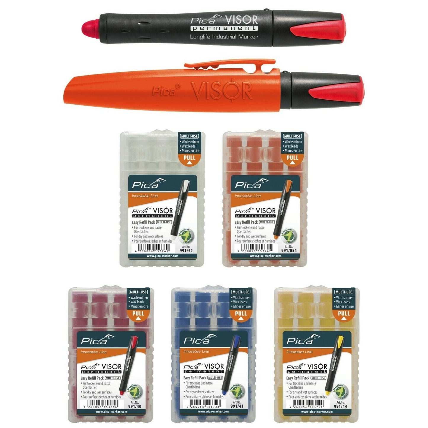 Pica Visor permanent Marker, Longlife Industrial Marker Makierstift, Ersatzminen