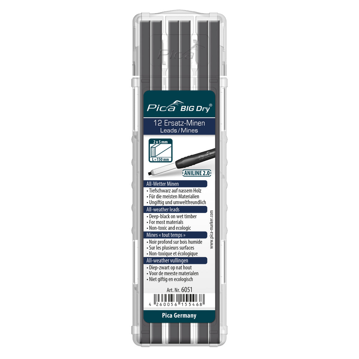 Pica BIG Dry Zimmermanns Bleistift + Ersatzminen
