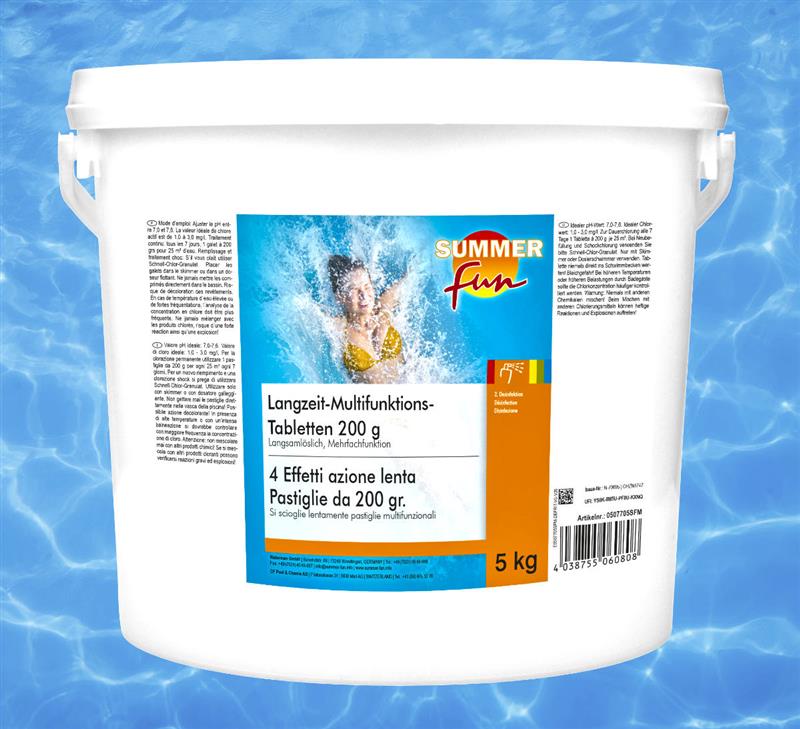 Pool (Combi) Langzeit-Multifunktions-Tabletten 200g im 5kg Eimer