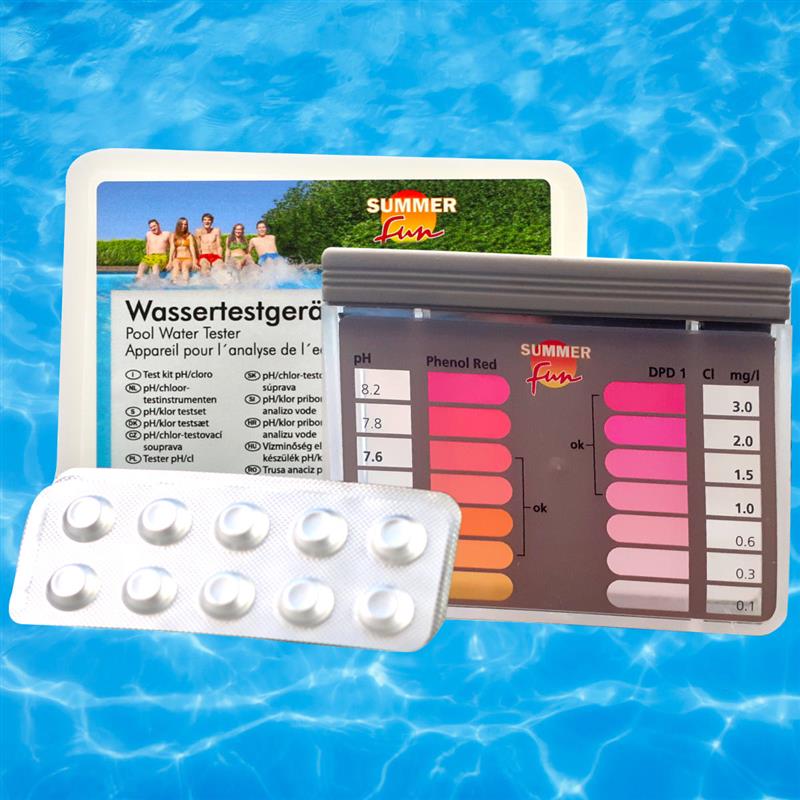 Pool Wassertestgerät für Chlor- und pH-Wert, inkl. 20x Tabs