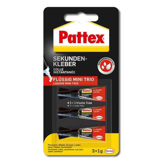 Pattex Sekundenkleber Mini Trio Flüssig je 1g