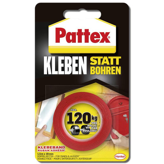 Pattex Klebeband Montage 120kg, 1,5m x 19mm