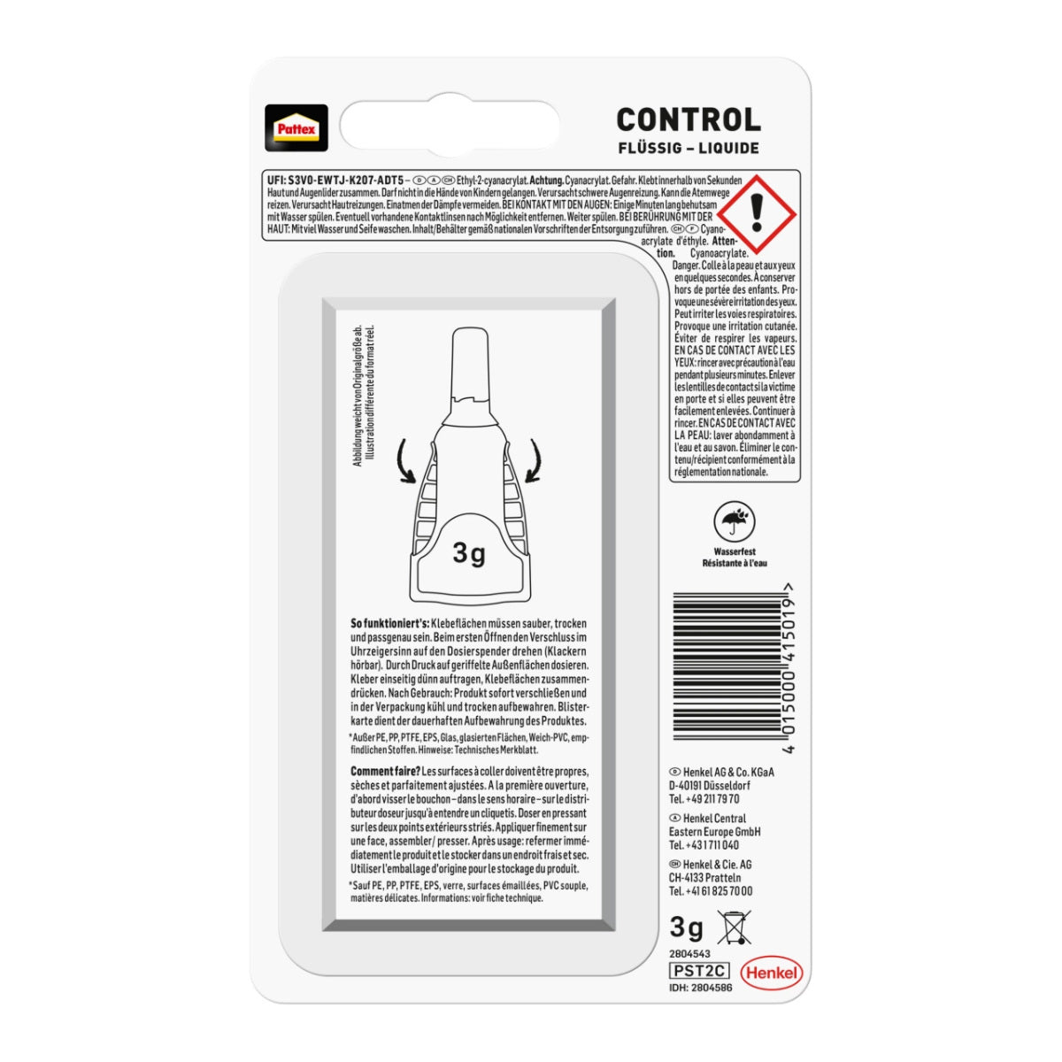 Pattex CONTROL flüssig Sekundenkleber 3g PST2C
