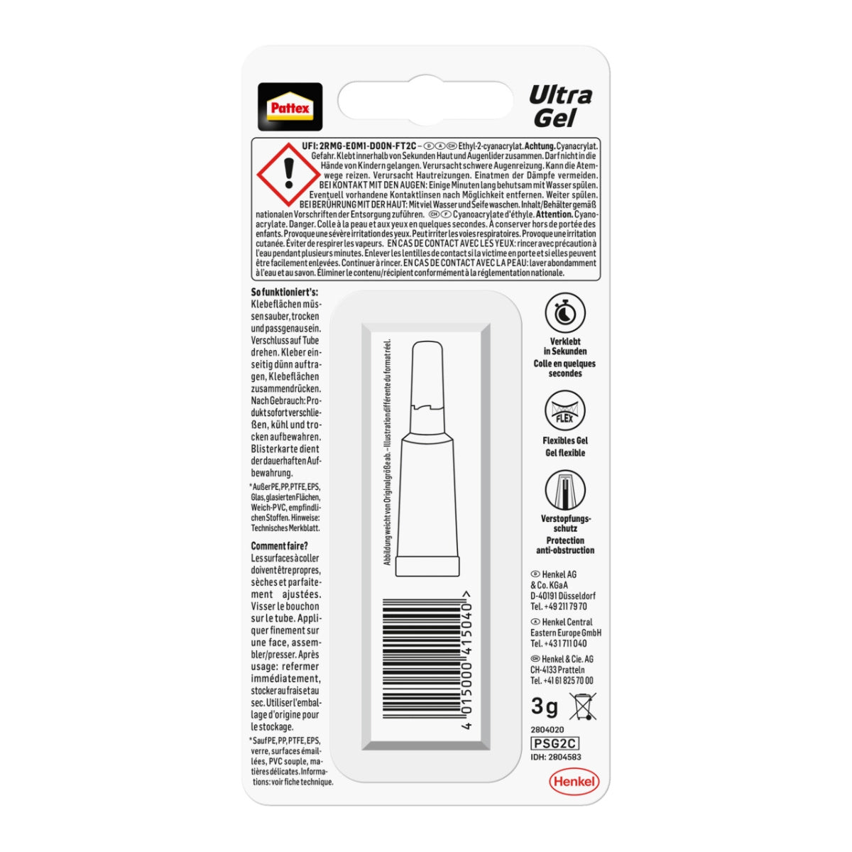 Pattex Ultra Gel Sekundenkleber 3g PSG2C