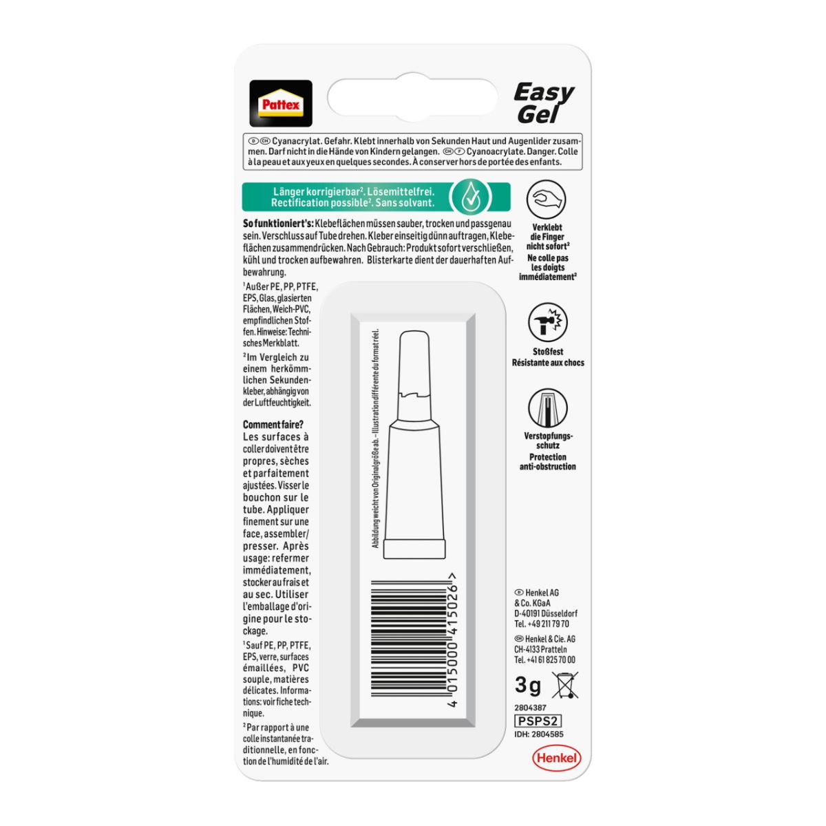 Pattex Easy Gel Power Sekundenkleber 3g PSPS2