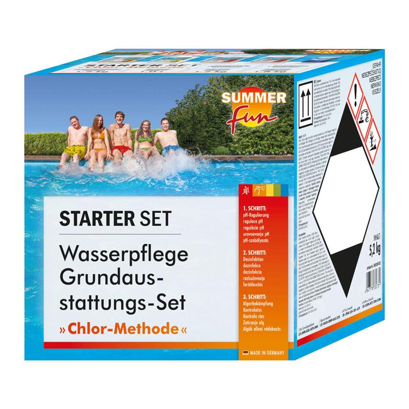Wasserpflege Starter-Set 5-tlg, Chlor, Algen, pH+ -, Wassertest