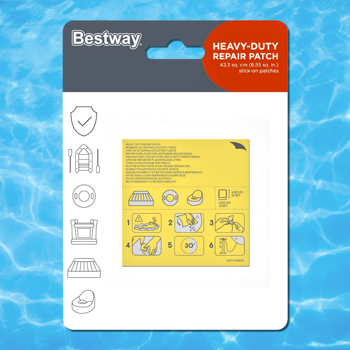 Pool Reparaturflicken Set 6,5x6,5cm, 10 Stk. selbstklebend